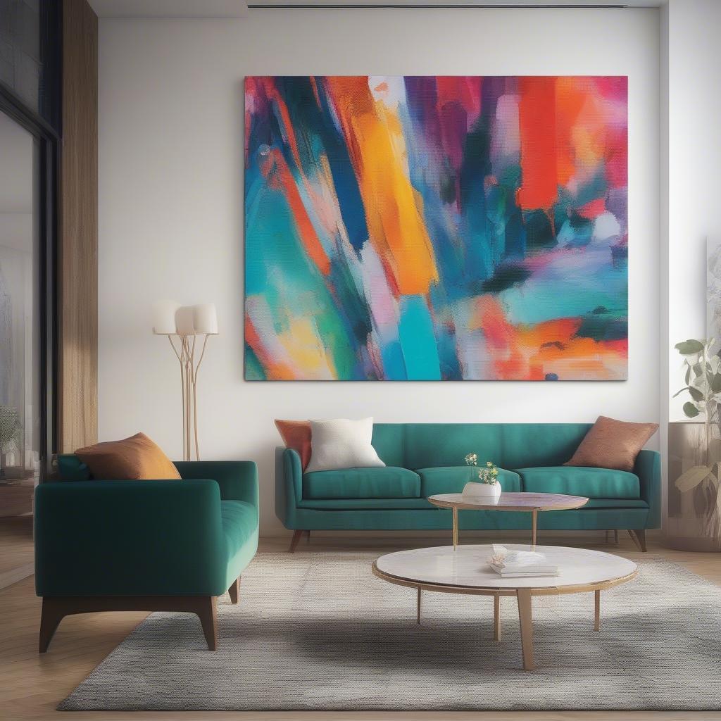 Custom Canvas Art in a Living Room