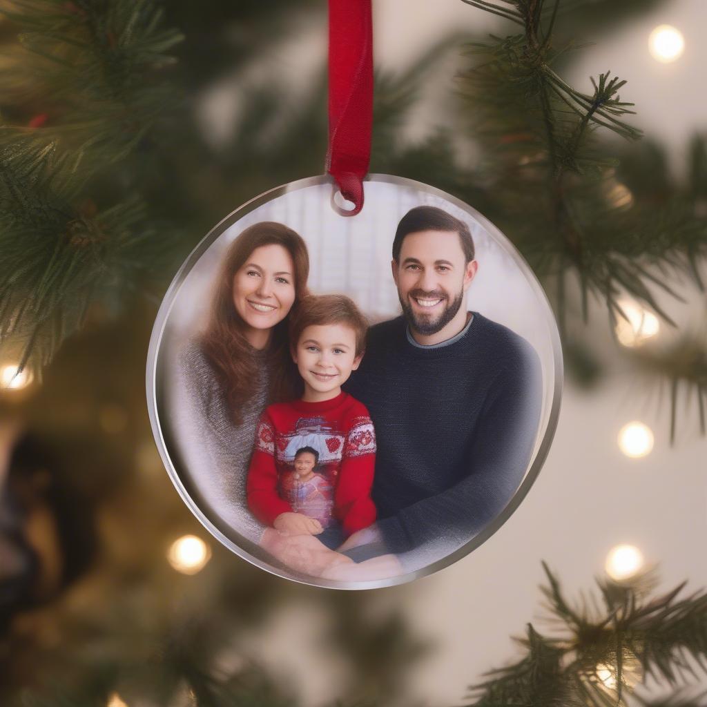 Family portrait custom Christmas photo ornament