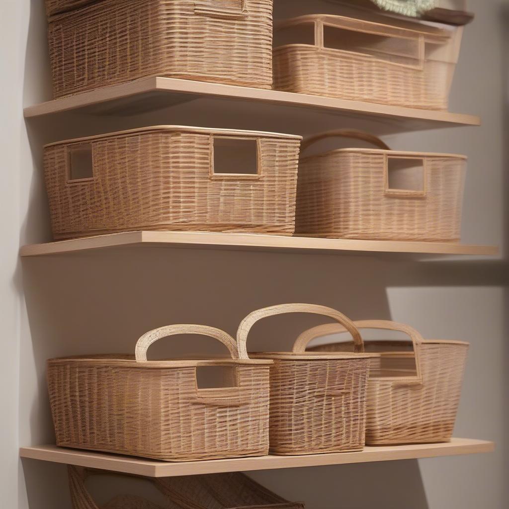 Custom Cut Plexiglass Shelves for Displaying Wicker Baskets