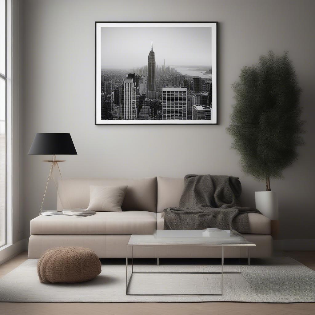 Custom Framed Photo Print in Modern Living Room