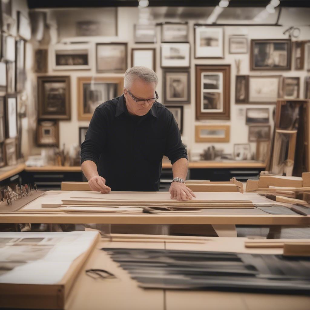 Inside a Custom Frame Shop: Expert Consultation and Diverse Frame Selection