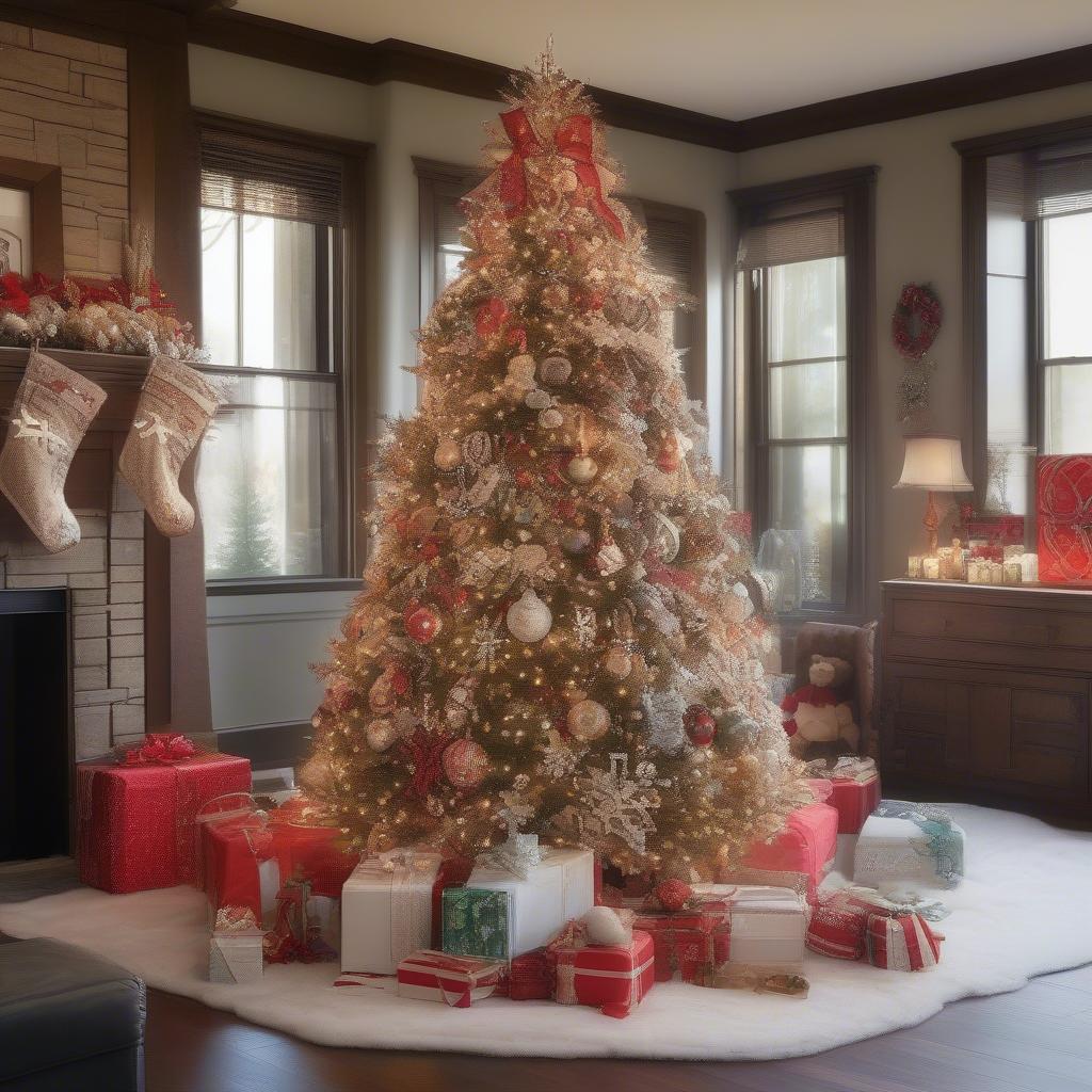 Custom Holiday Ornaments Adorning a Christmas Tree