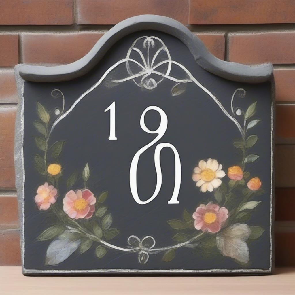 Custom Slate House Plaque Hand-Painted