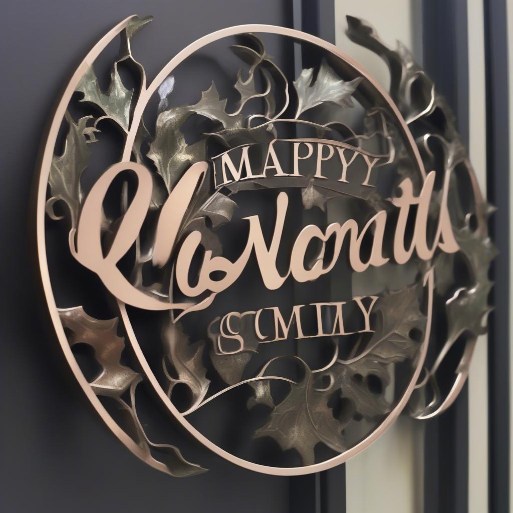 Custom metal family name sign for Christmas decor