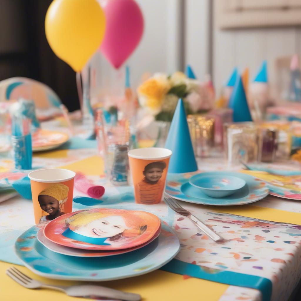 Custom Paper Plates with Photo at a Birthday Party