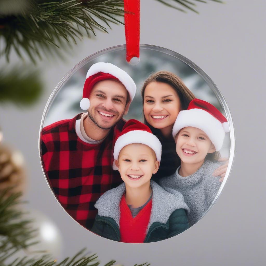 Family Portrait Custom Photo Christmas Ornament