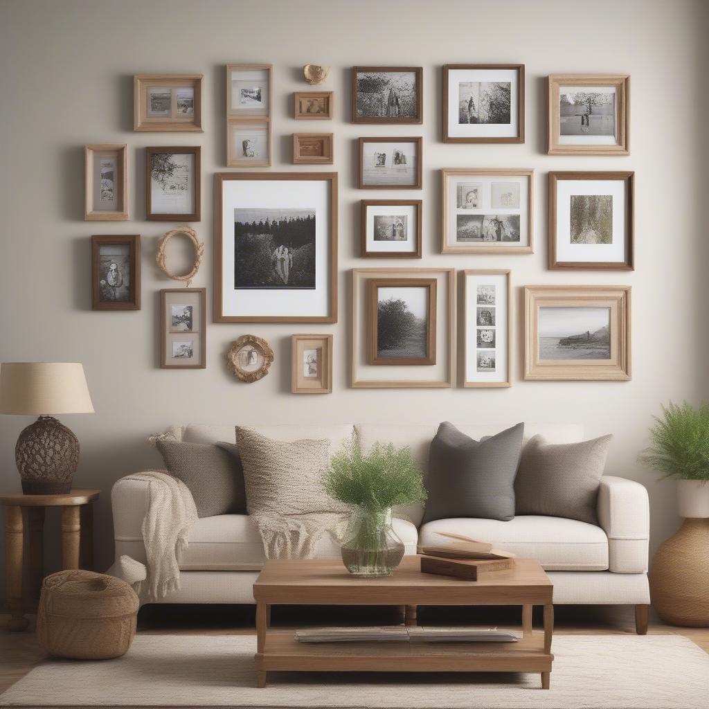 Custom quote picture frames displayed in a living room setting