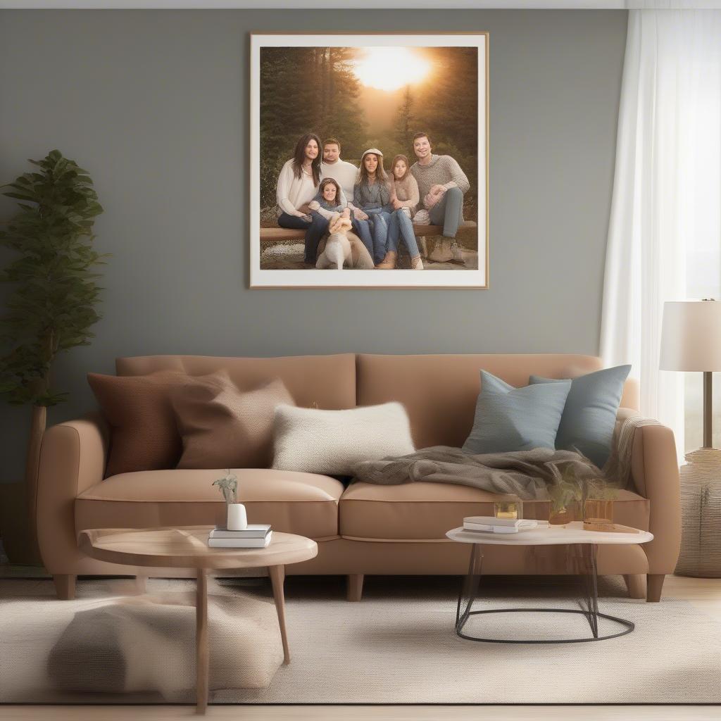 Custom Wall Prints in a Living Room