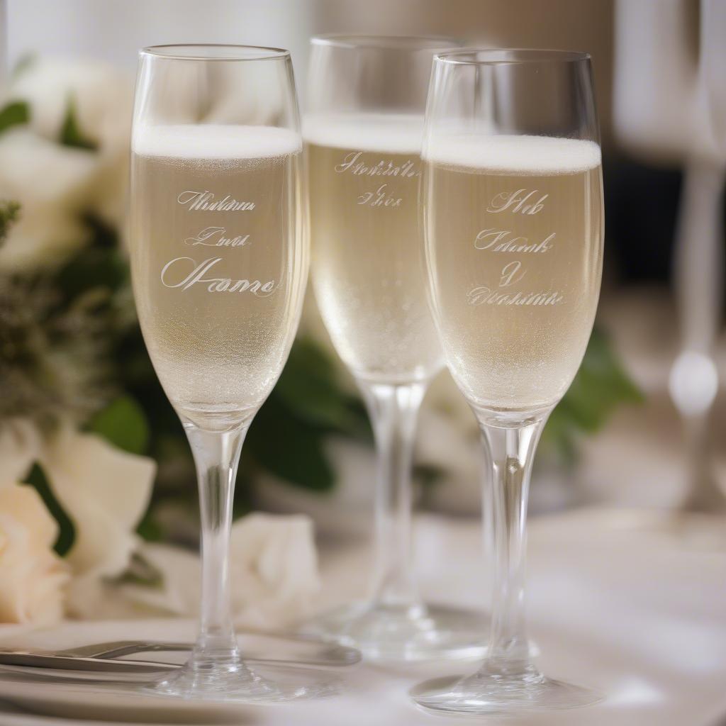 Custom champagne flutes for wedding receptions