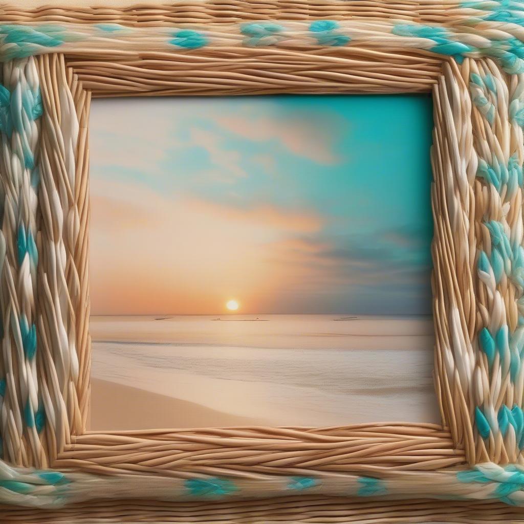 Custom wicker picture frame with a beach photo