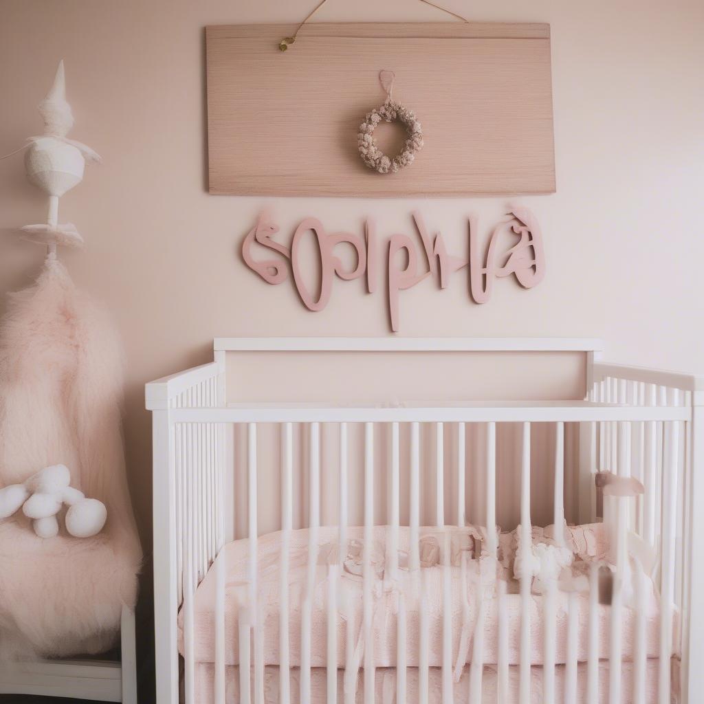 Custom Wooden Name Sign with Angel Ornament