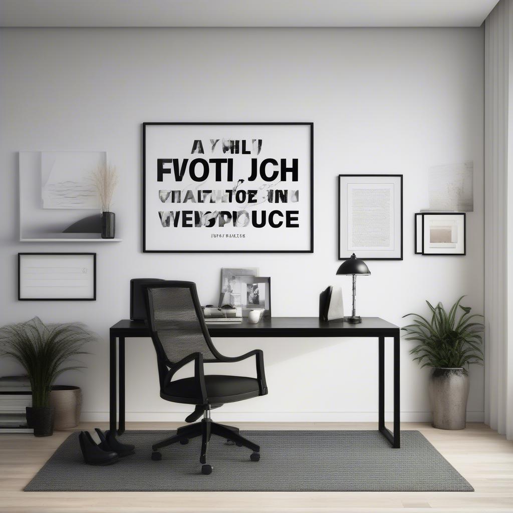 Custom Word Art Framed in an Office