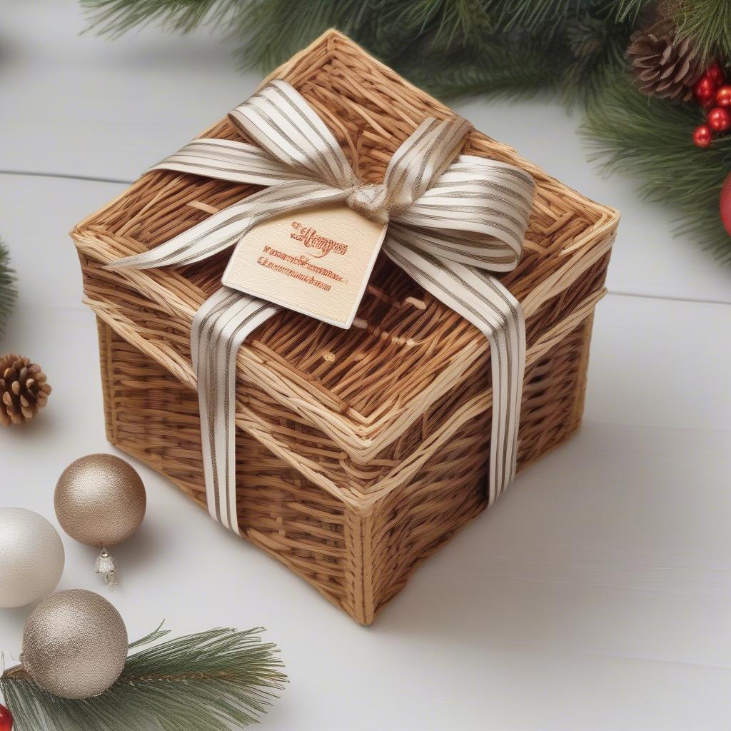 Customized Wicker Christmas Ornament in a Gift Box