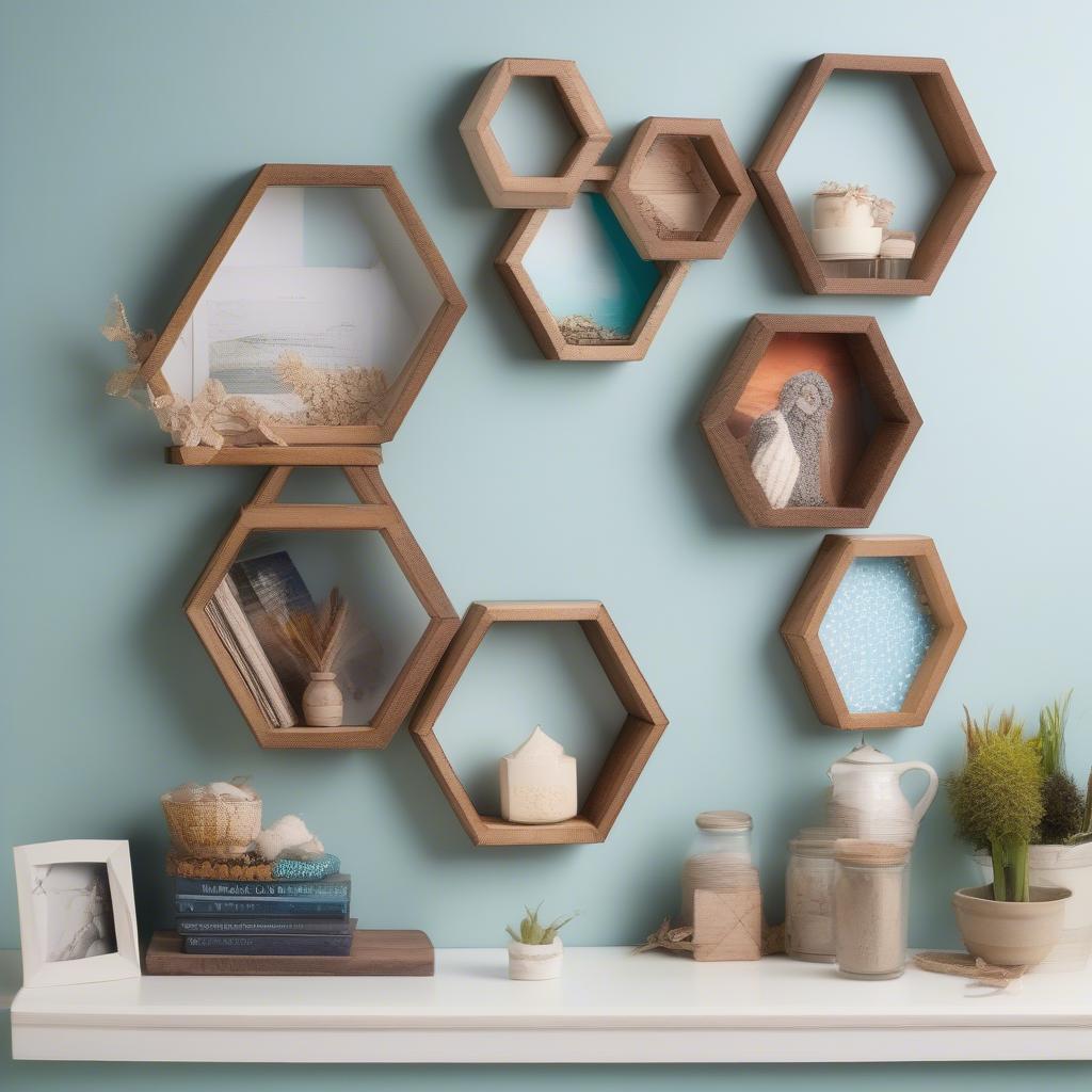 Examples of Decorated Wood Hexagon Frames