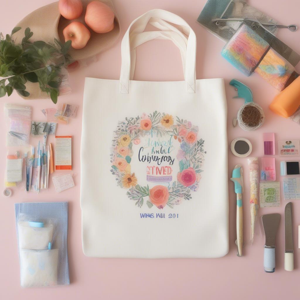 Decorating a canvas tote bag with personalized iron-on transfers for a unique and stylish look