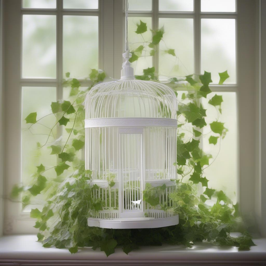 Small Decorative Bird Cage as Plant Holder