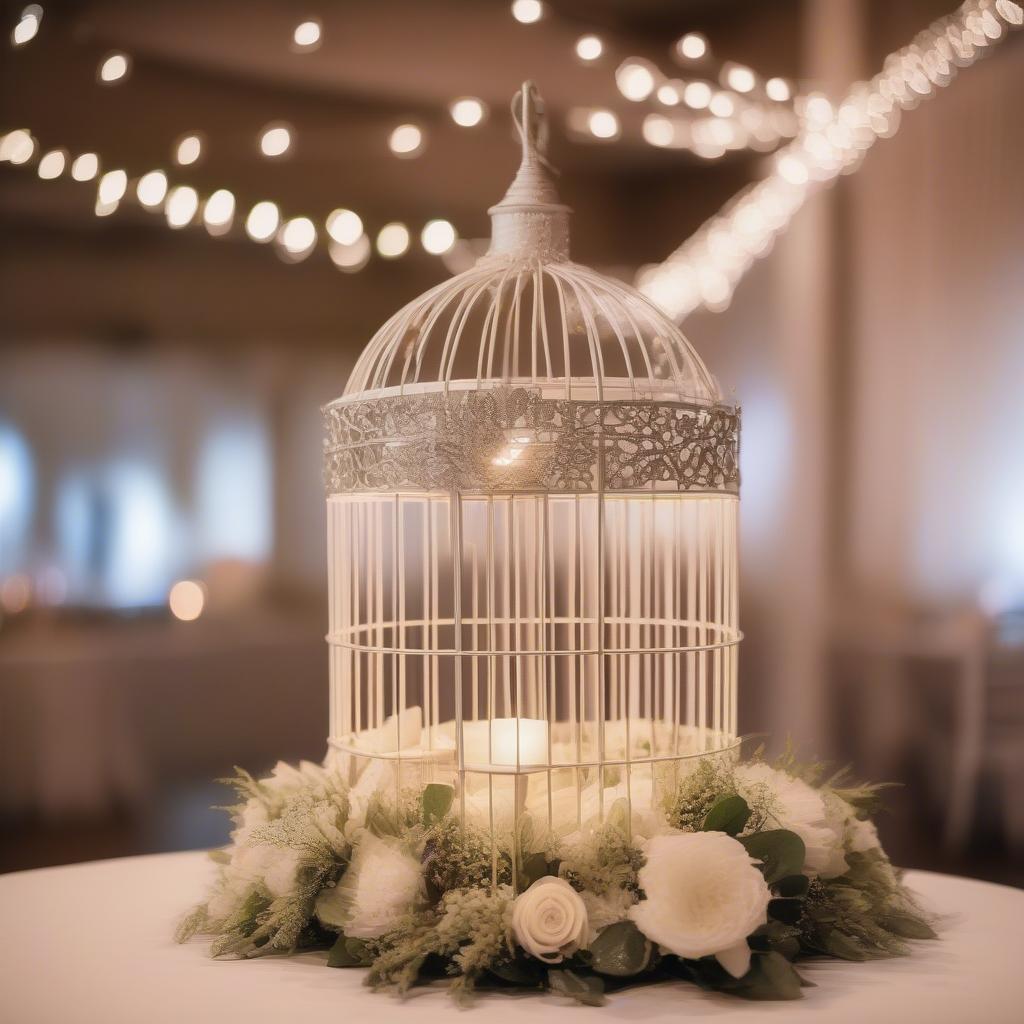 Decorative Birdcage with Fairy Lights for Wedding Decor