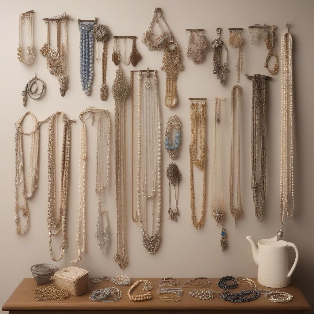 Decorative Wall Hooks as Jewelry Display