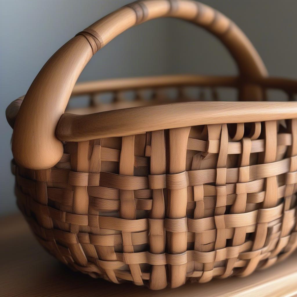 Decorative Wood Basket with Handle