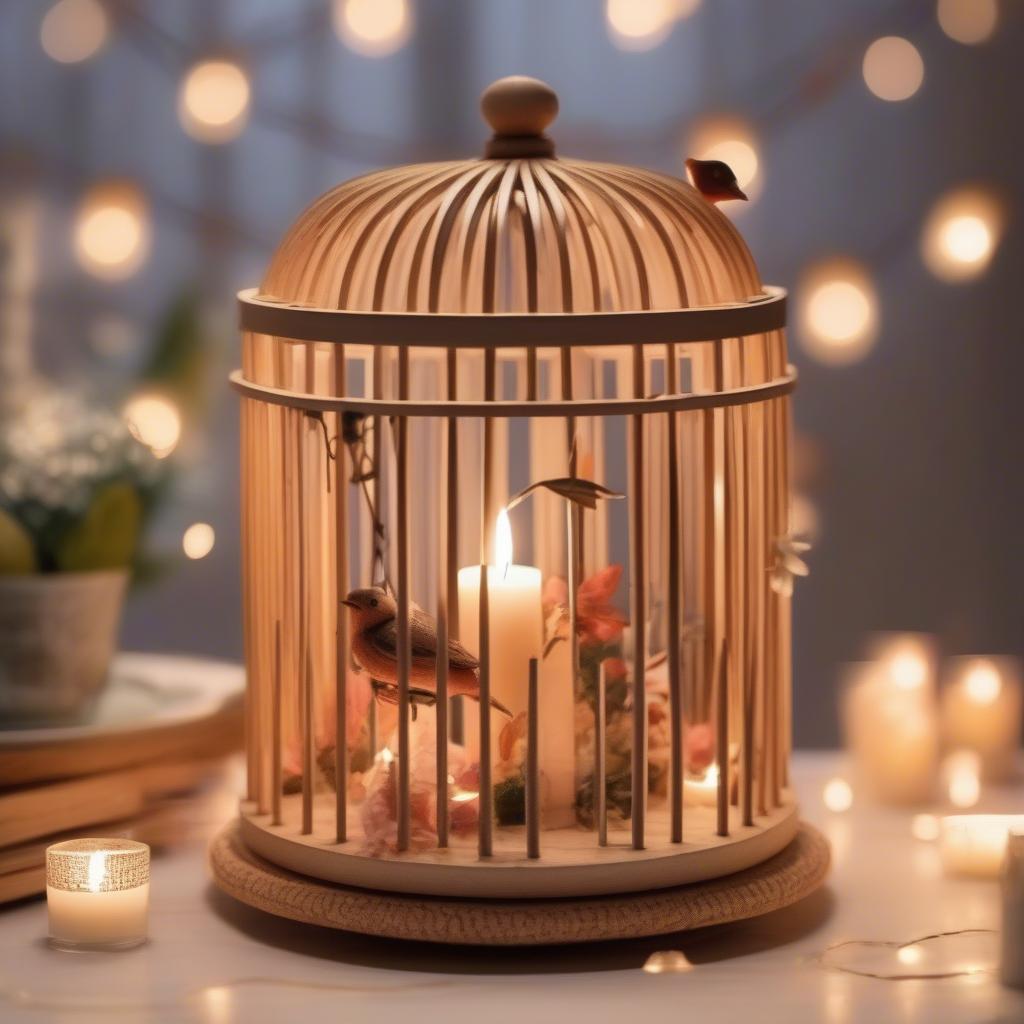 Decorative Wood Bird Cage in Home Decor