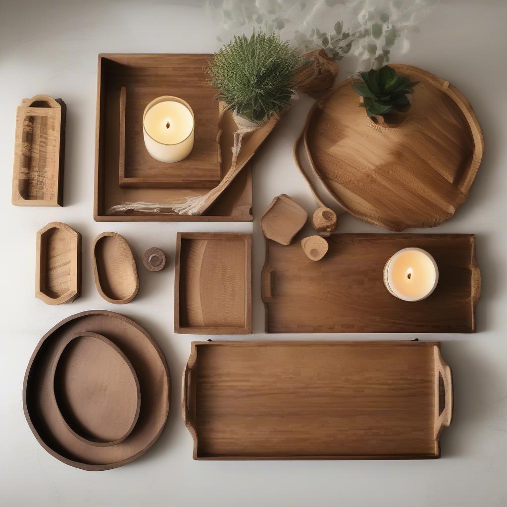 Variety of Decorative Wood Trays