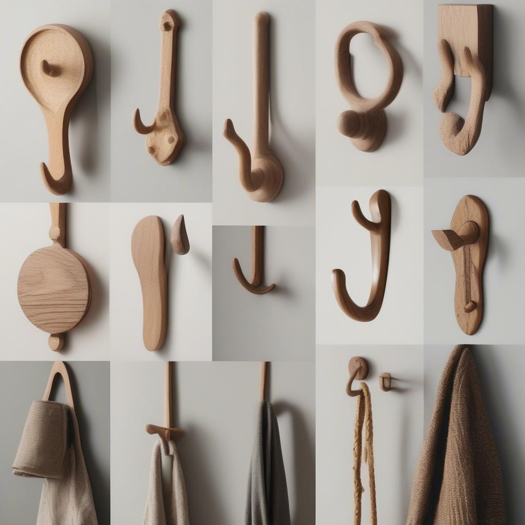 Decorative Wooden Hooks in Different Styles