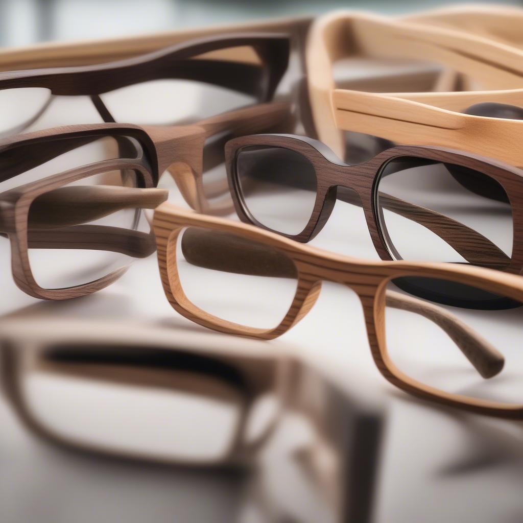 Designer wood frame glasses showcasing natural materials