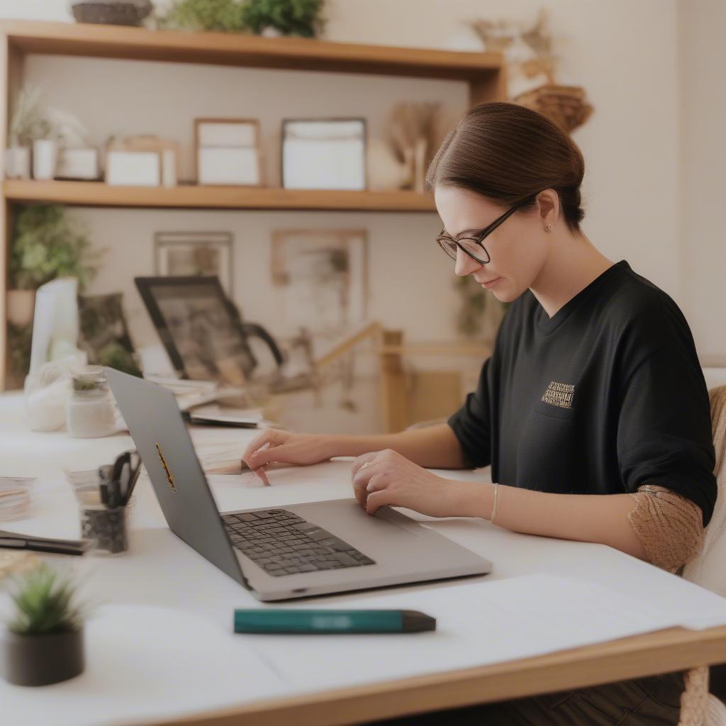 Person designing a custom wood sign using an online design tool