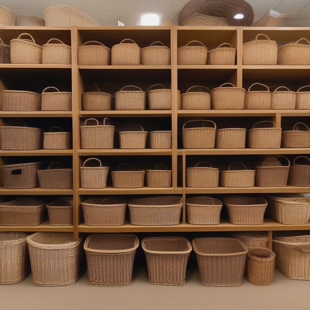 Display of Wicker Baskets in a Detail Shop