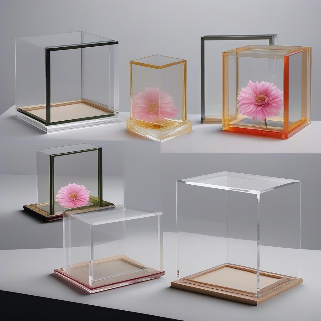 Various styles of acrylic box frames for different display needs