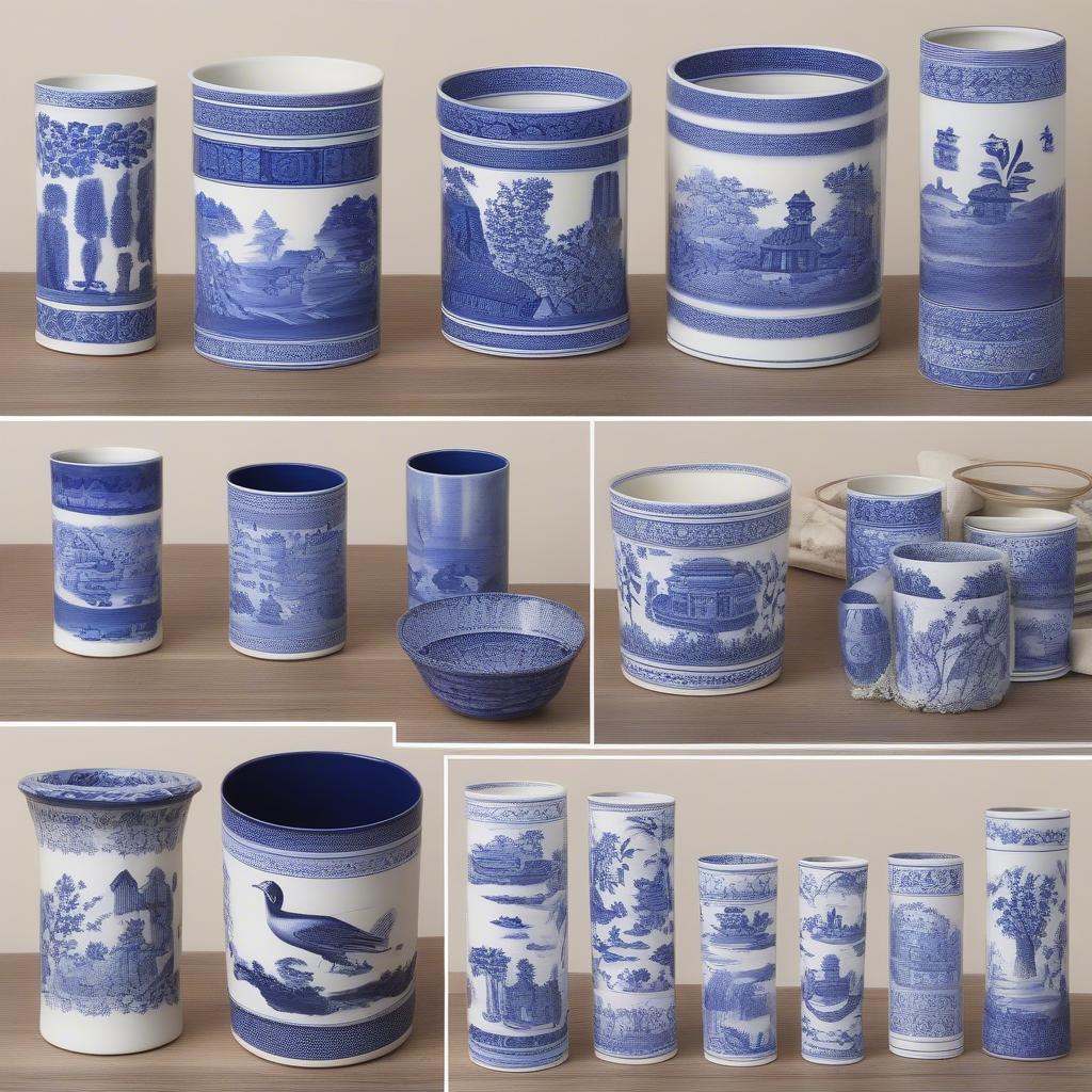 Variety of Blue Willow Utensil Holders