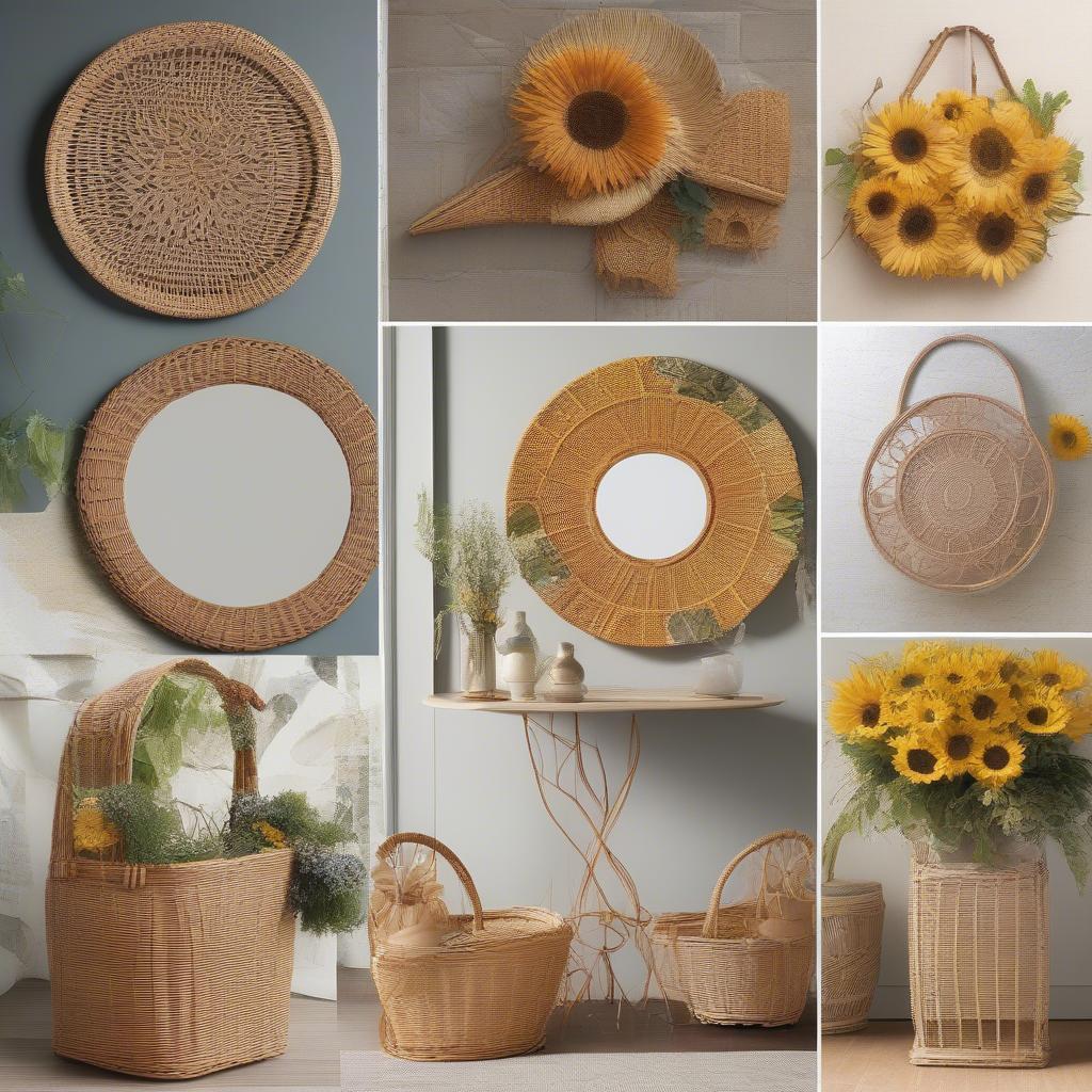 Different Floral Designs on Wicker and Rattan