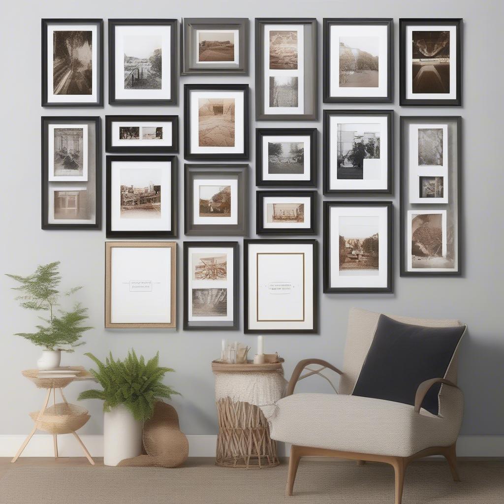 Variety of picture frame styles featuring an 8x10 mat, including wood, metal, and wicker.