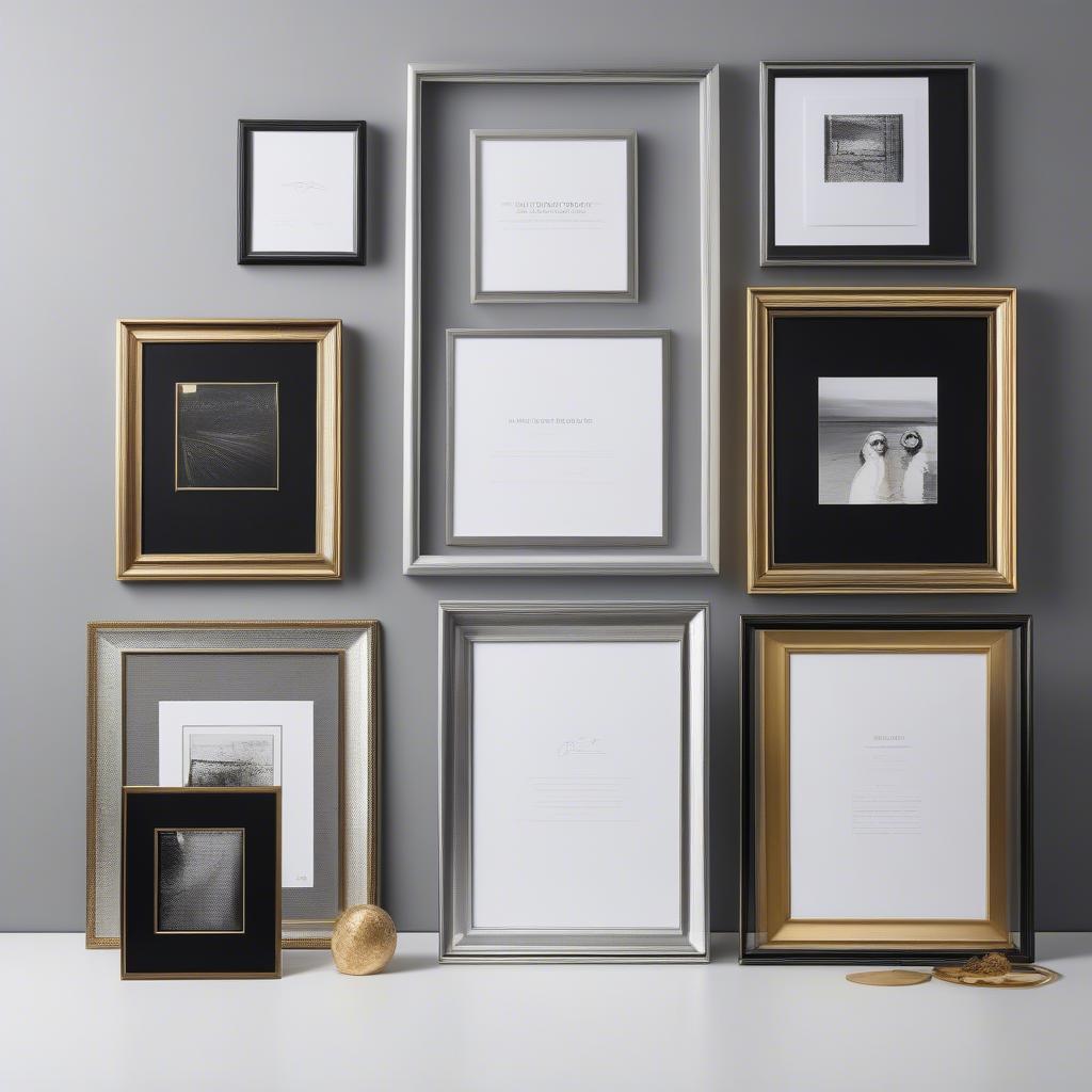 Various frame styles displayed with different photographs