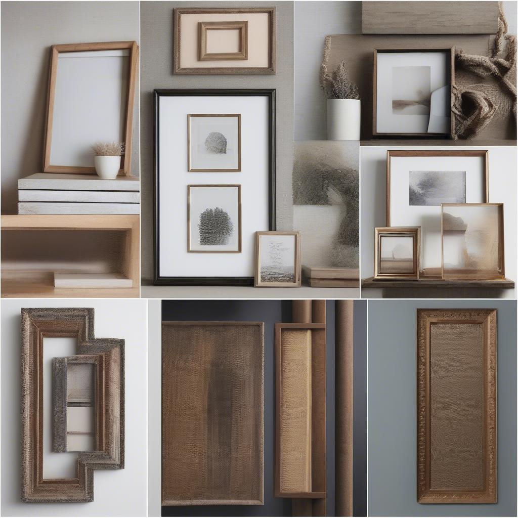 Variety of frame styles and materials for pictures