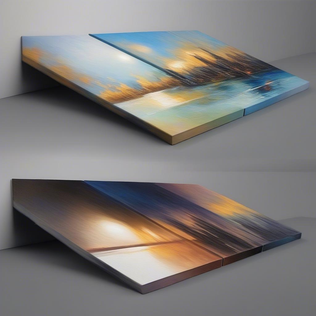 Comparison of gallery wrapped canvas frames with varying stretcher bar depths, showcasing the impact of depth on the overall visual impact.