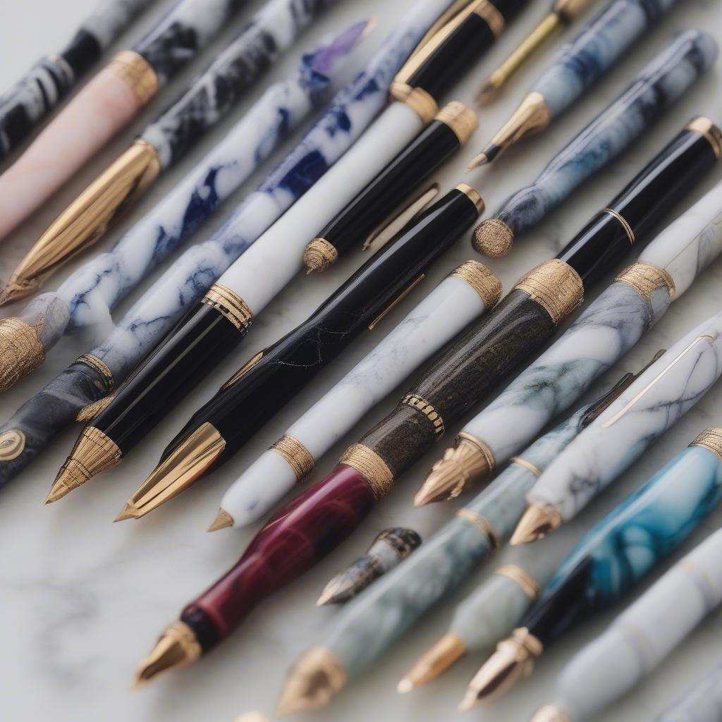 Various marble pen designs and styles