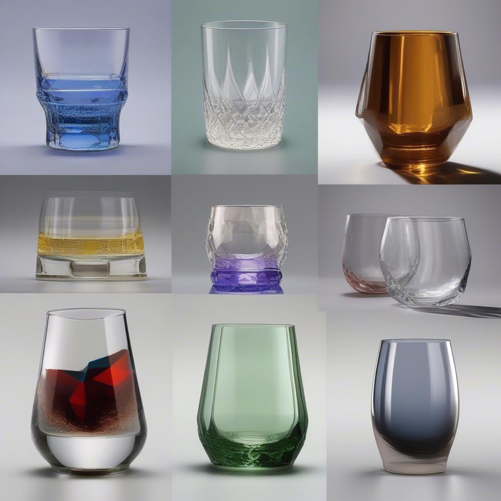 Different materials of rocking tumbler glasses