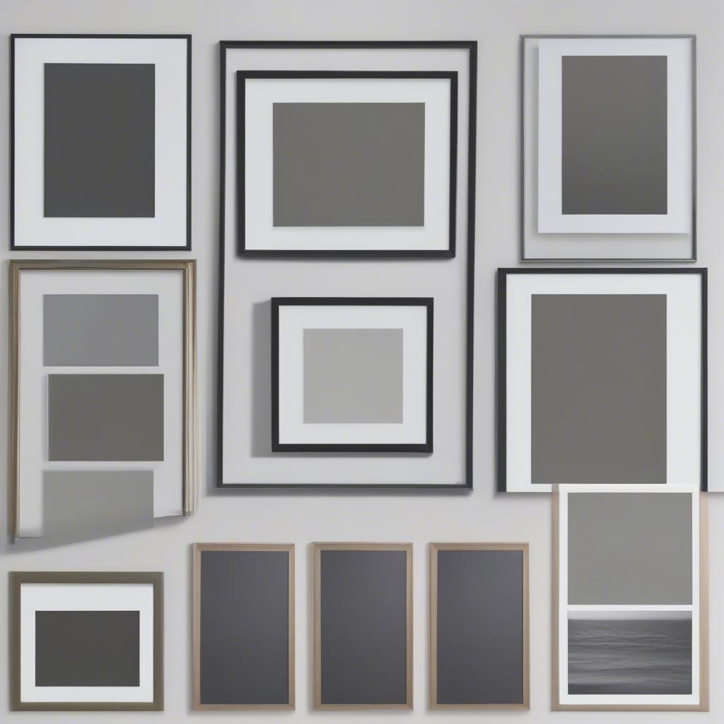 Examples of single, double, and triple matting styles for a 25x25 frame