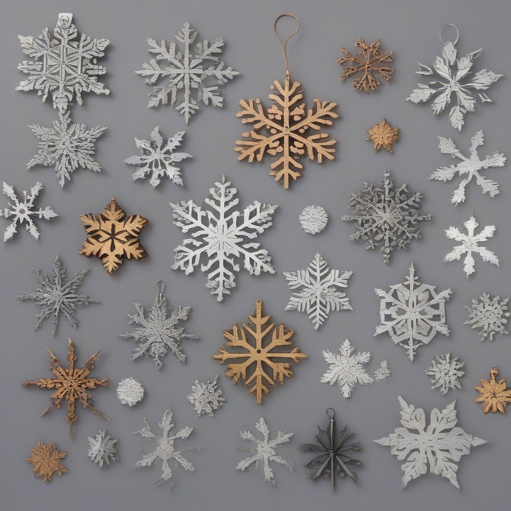 Variety of Metal Snowflake Ornament Styles