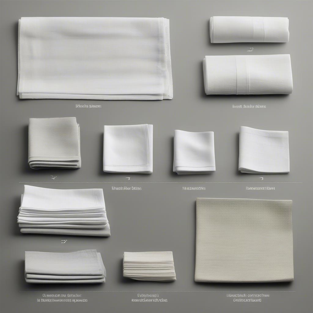 Various napkin materials and sizes for different occasions