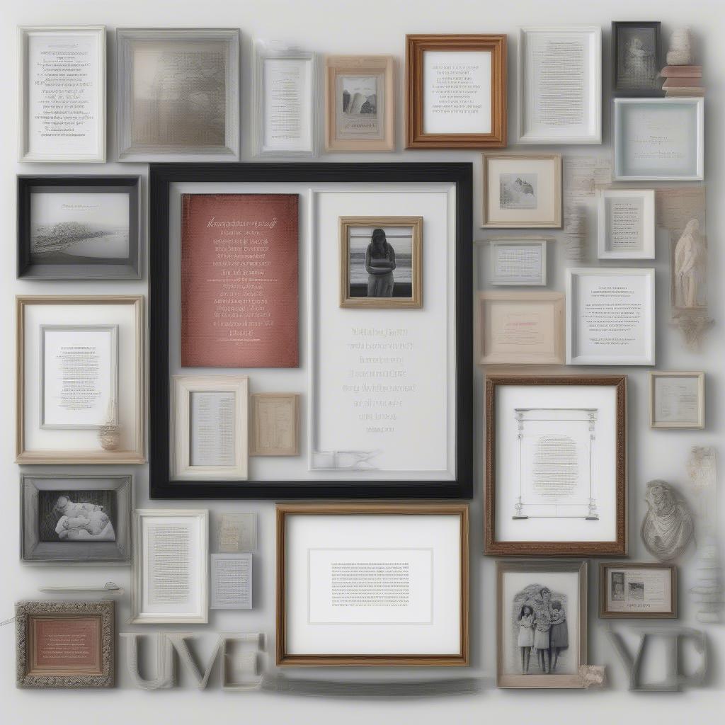 Variety of quotes suitable for picture frames, categorized by themes like love, family, and friendship