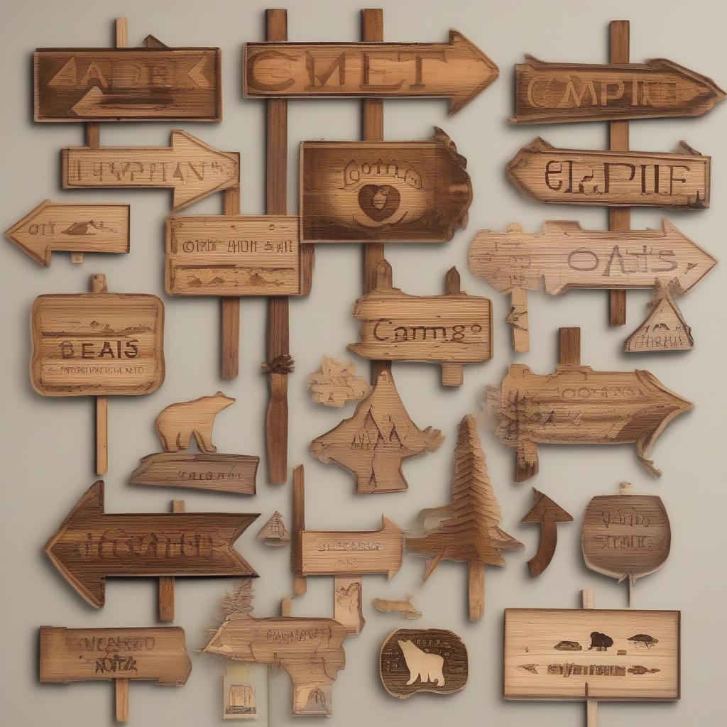 Variety of Camping Wooden Signs