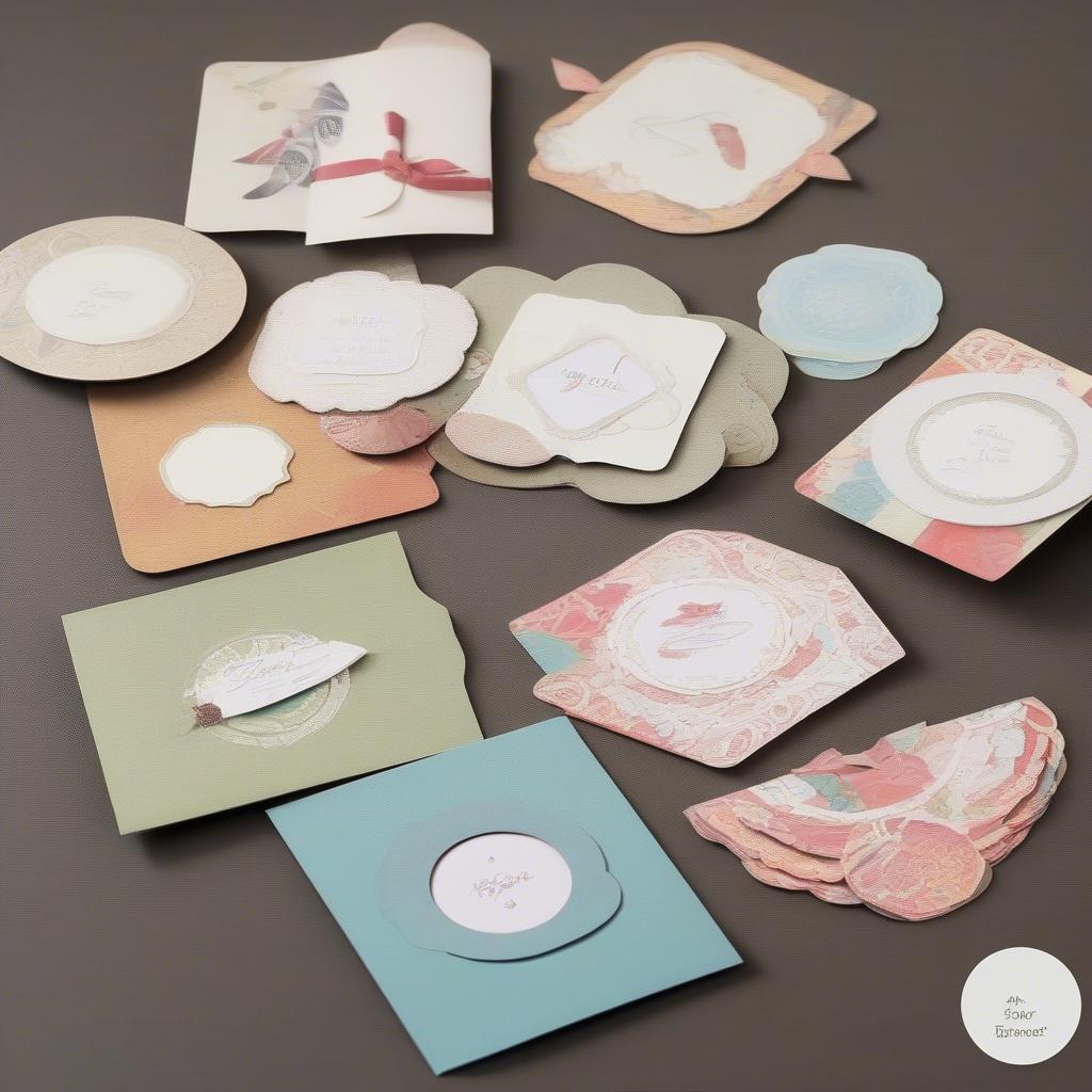 Different shapes of cards used for various crafting projects