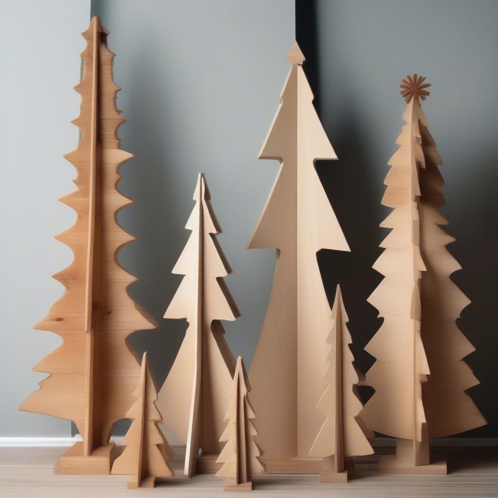 Different Sizes of Wooden Turned Christmas Trees