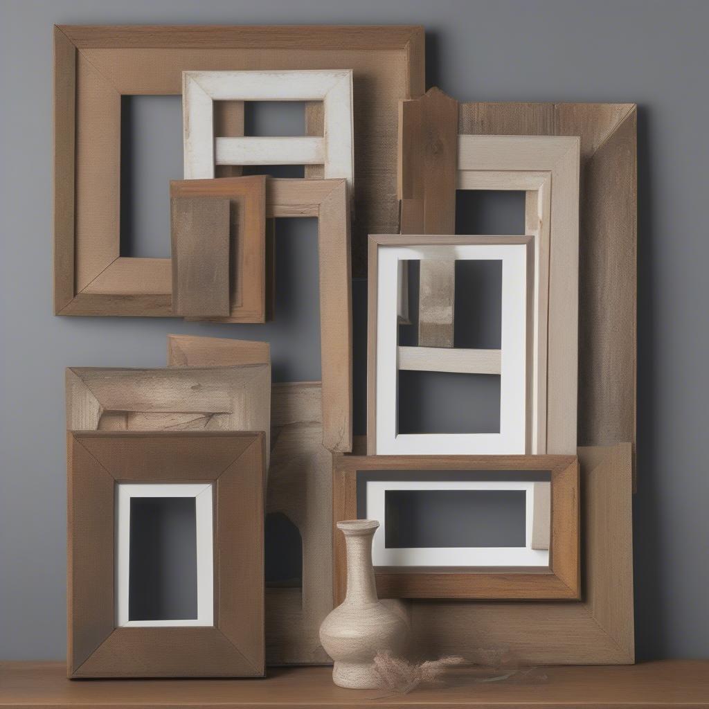 Different styles of barn wood collage picture frames