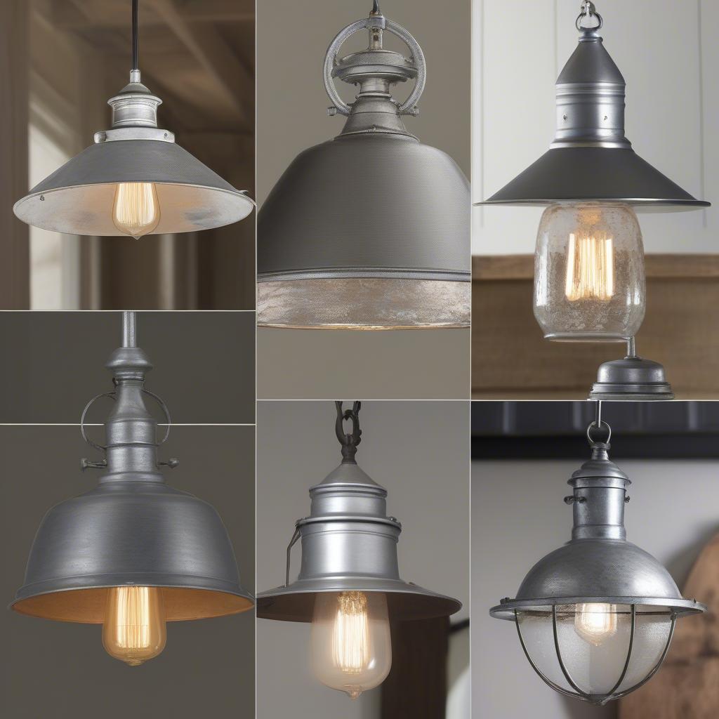 Variety of galvanized hanging light styles