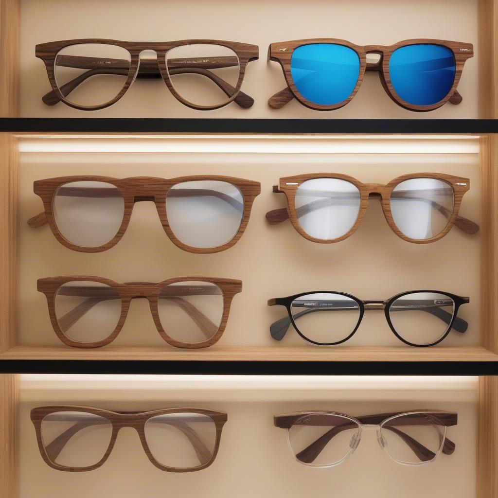 Various styles of designer wood frame glasses