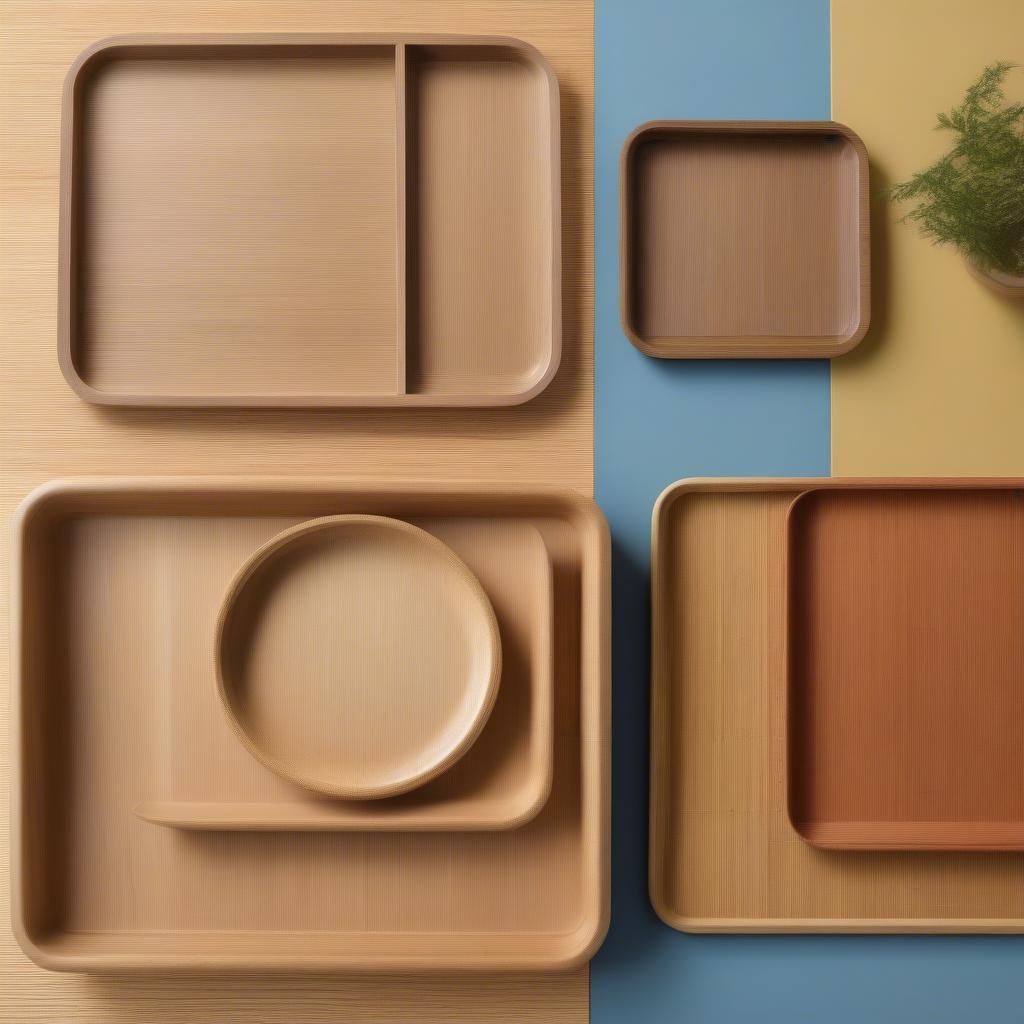 Different materials used for making TV trays, highlighting wood, metal, plastic, and bamboo.