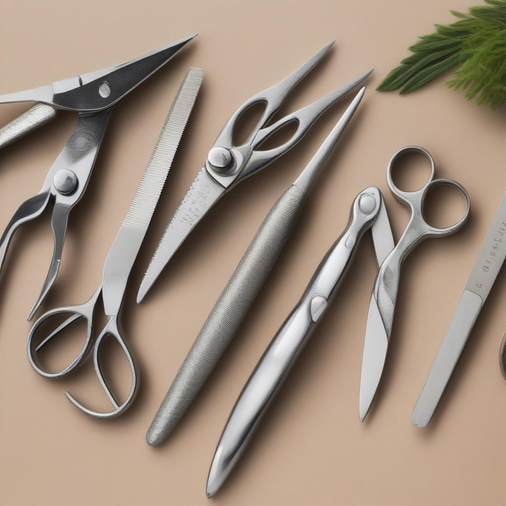 Various stainless steel scissors for wicker and rattan